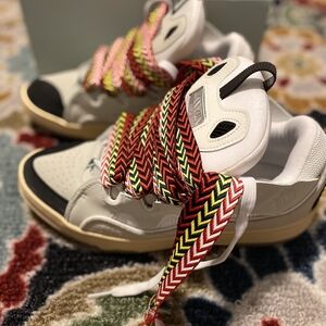 Lanvin White Sneakers with Multicolor Laces